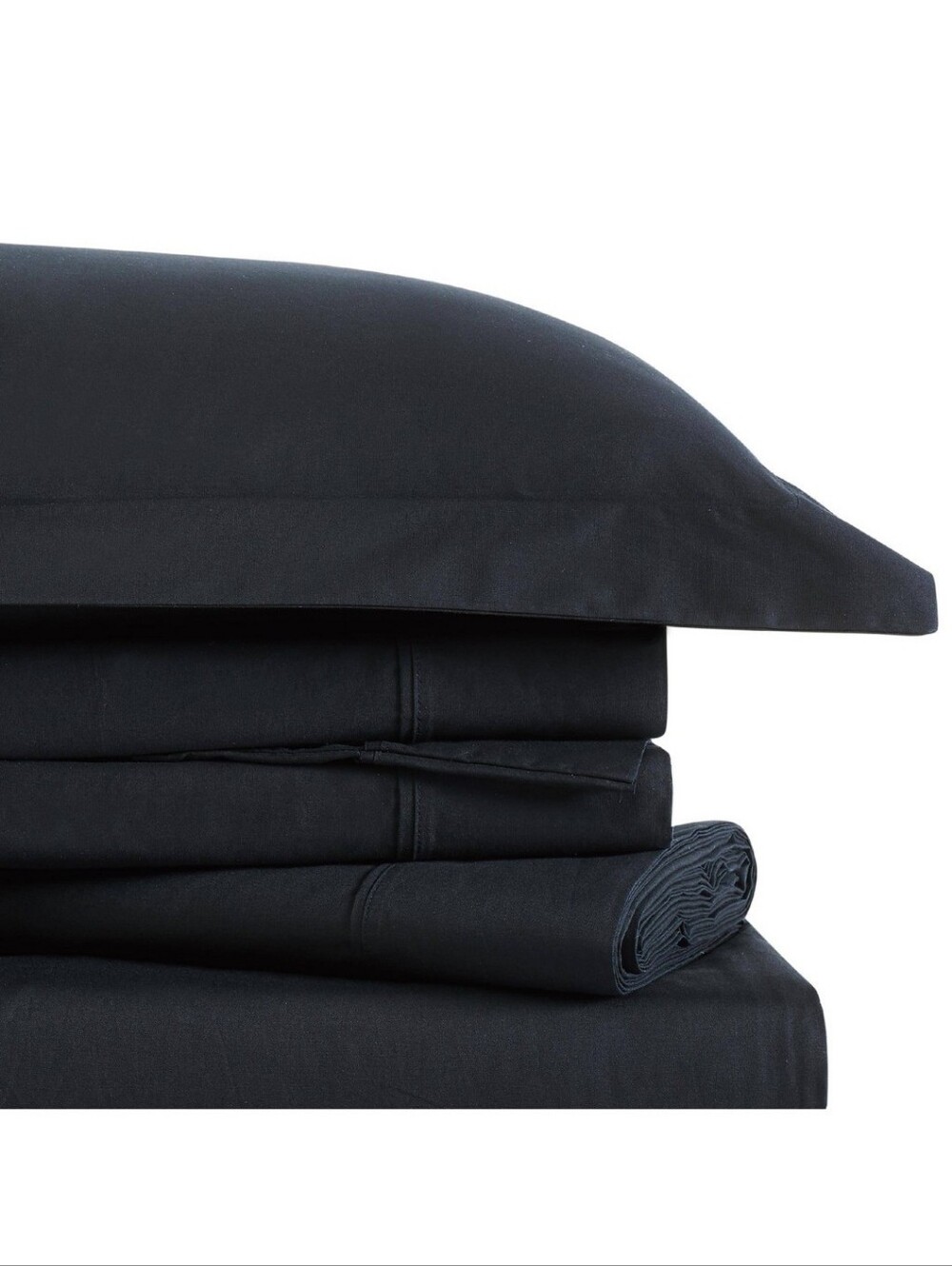 New! Classic Luxury Solid Black Bedding King Sheet Set Soft Cotton Y2K Cottageco